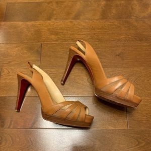 Christian Louboutin Tan Slingback Sandals